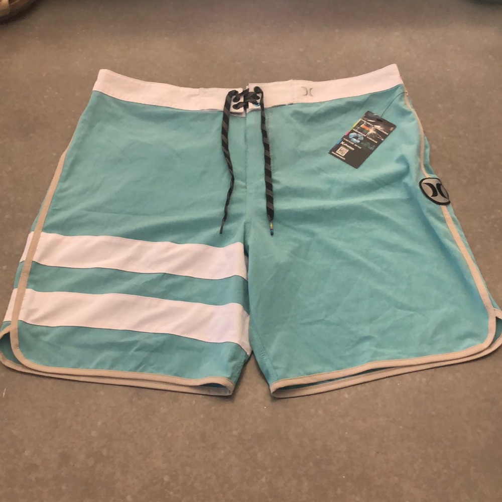 Hurley Turquoise and White Board Shorts
